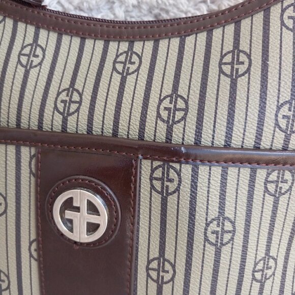 GIANI BERNINI    Shoulder Bag Top Zip  Olive with Brown Trim - Picture 3 of 11